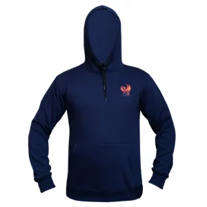 Midnight flame navy blue hoodie with phonix hoodie front