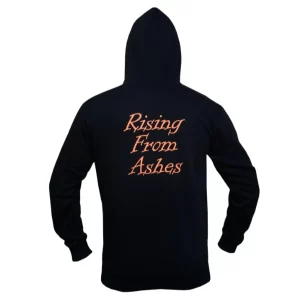 Rising from ashes black hoodie back