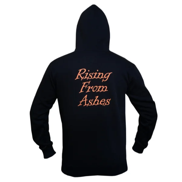 Rising from ashes black hoodie back